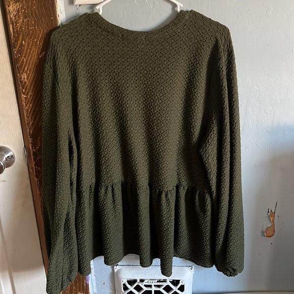 V-neck sweater material blouse. Dark green size XL - Picture 2 of 3